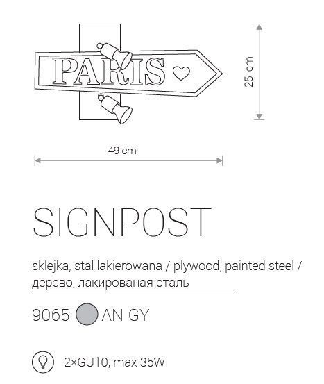Бра Nowodvorski 9065 SIGNPOST 9065 фото