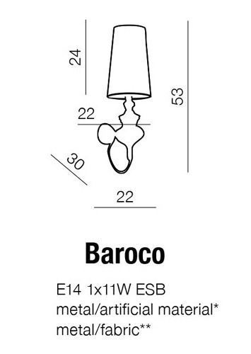 Бра Azzardo BAROCO AB7121-1S (AZ0062) AZ0062 фото