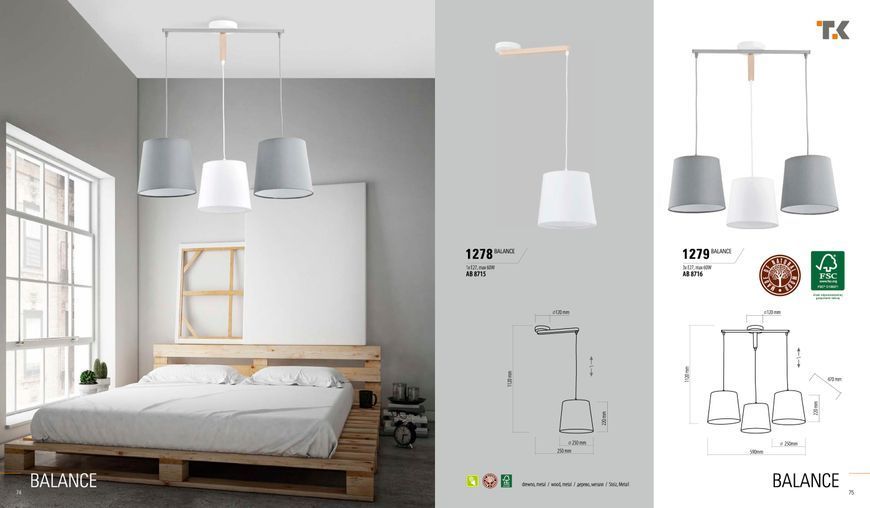 Підвісний світильник TK Lighting 1279 BALANCE 1279 фото