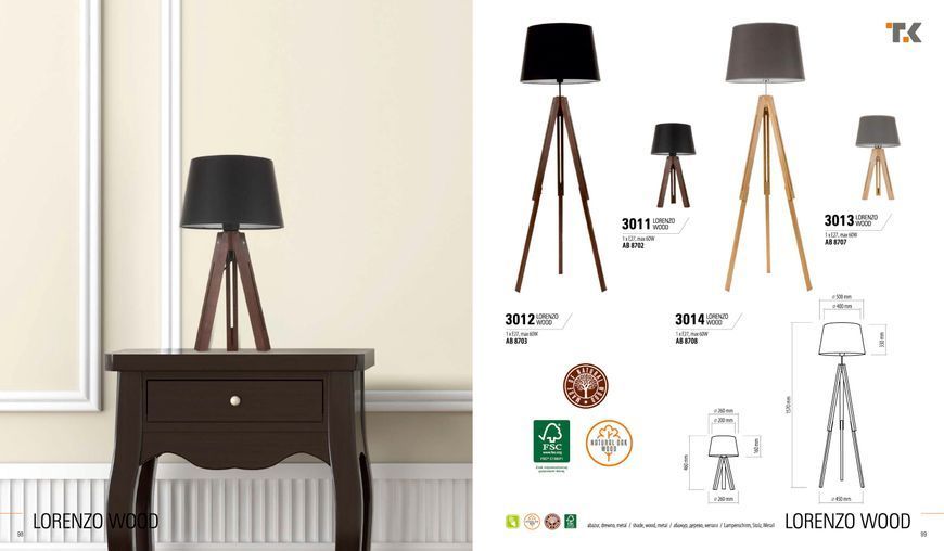 Торшер TK Lighting 3012 LORENZO WOOD 3012 фото