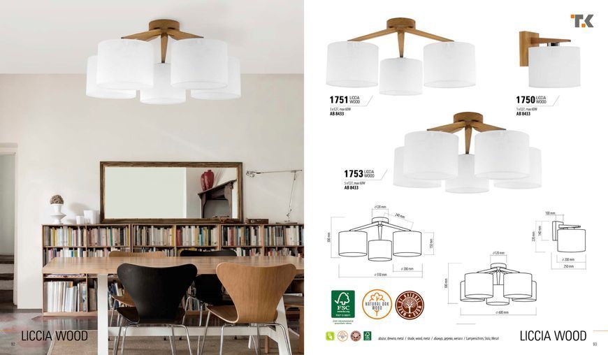 Люстра TK Lighting 1753 LICCIA WOOD 1753 фото