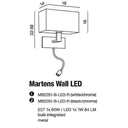 Бра Azzardo MARTENS LED MB2251-B-LED-R-BK (AZ1558) AZ1558 фото