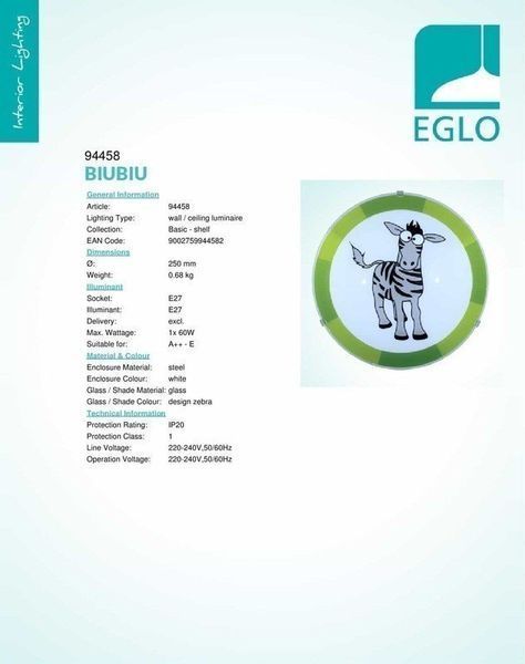 Дитячий світильник Eglo 94458 BIUBIU 94458 фото
