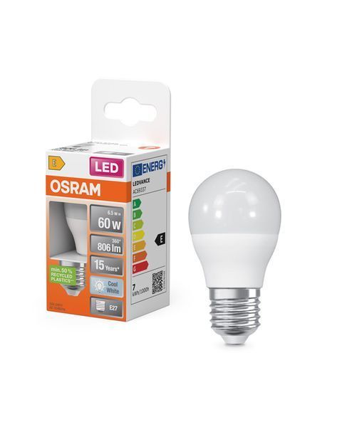 Світлодіодна лампочка Osram 4099854022005 LED E27 1x6.5W 4000K 806Lm IP20 4099854022005 фото
