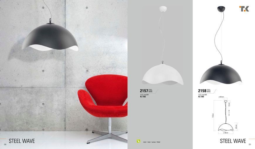 Підвісний світильник TK Lighting 2157 STEEL WAVE 2157 фото