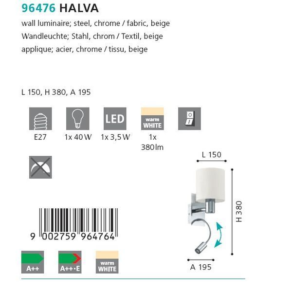 Бра Eglo 96476 HALVA 96476 фото