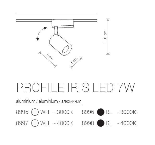 Трековый светильник Nowodvorski 8996 PROFILE IRIS 8996 фото