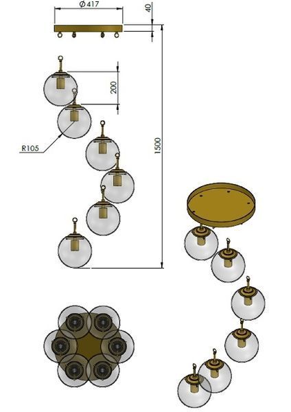 Подвесной светильник Pikart 6523-3 FJ 6523-3 фото