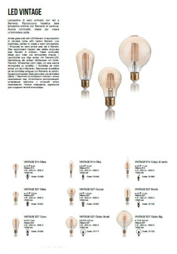 Лампа Ideal Lux 151724 LAMPADINA VINTAGE E27 4W GLOBO BIG фото 3