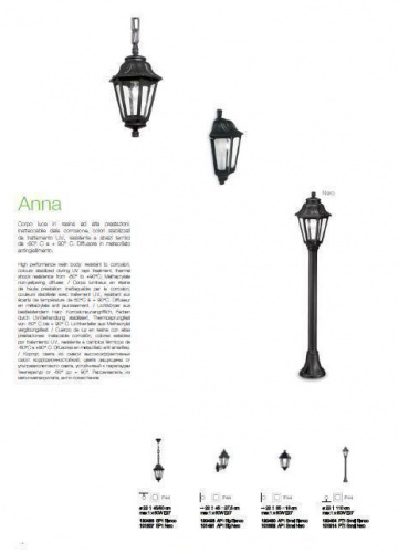 Вуличний світильник Ideal Lux 101514 ANNA фото 2